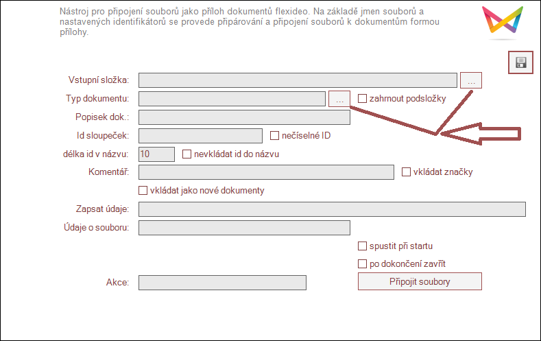 náhled na formulář vložení příloh